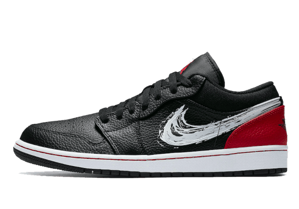 Air Jordan 1 Low Brushstroke Swoosh Black