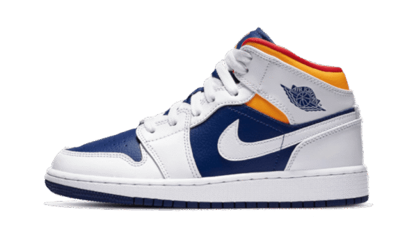 Air Jordan 1 Mid White Laser Orange Deep Royal Blue