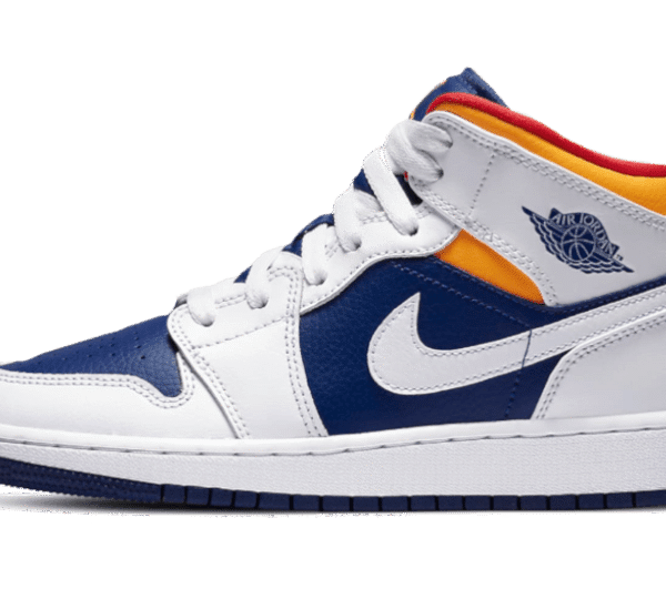 Air Jordan 1 Mid White Laser Orange Deep Royal Blue