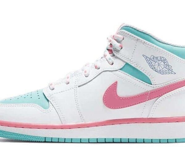 Air Jordan 1 Mid White Pink Green Soar